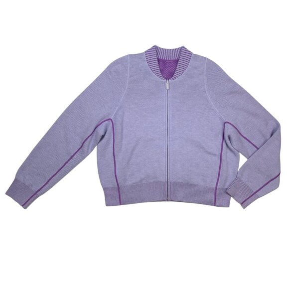 Lululemon Reversible Double Knit Zip Up Sweater 12 Purple Wool - Picture 15 of 15